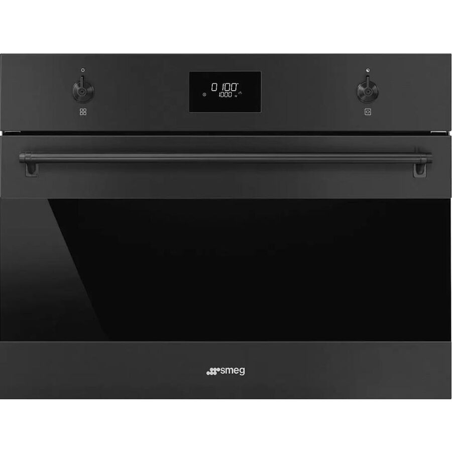 Встраиваемая микроволновая печь SMEG SO4301M0N чёрный матовый, Черное стекло Eclipse