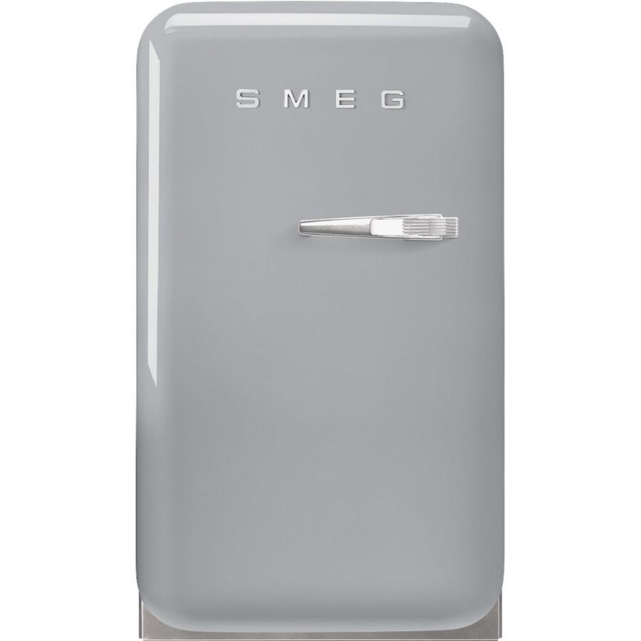 Холодильник SMEG FAB5LSV6 отдельностоящий, стиль 50-х, однокамерный, объем 34л, стандартный компрессор, энергоэффективность С, серебристый