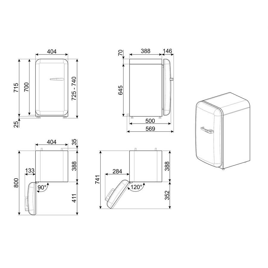 Холодильник SMEG FAB5LPB5 отдельностоящий минибар, пастельный голубой, стиль 50-хгг петли слева