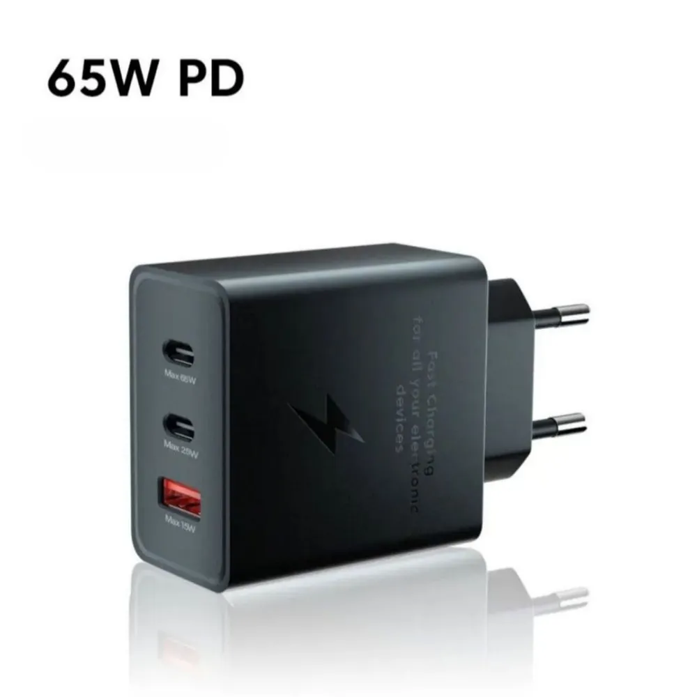 Сетевое зарядное устройство Samsung 65W 3-USB Black + кабель в комплекте