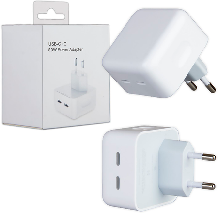 Сетевое зарядное устройство Apple USB-C + C 50W